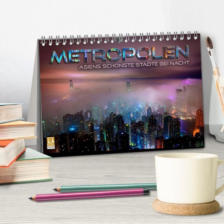 Produktbild: Metropolen - Asiens sch&ouml;nste St&auml;dte bei Nacht (Tischkalender 2027 DIN A5 quer), CALVENDO Monatskalender