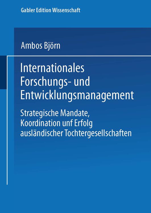 Produktbild: Internationales Forschungs- und Entwicklungsmanagement