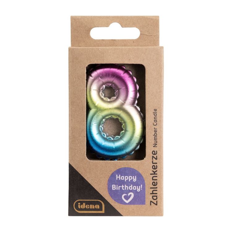 Produktbild: Idena Zahlenkerze 8 Regenbogen metallic