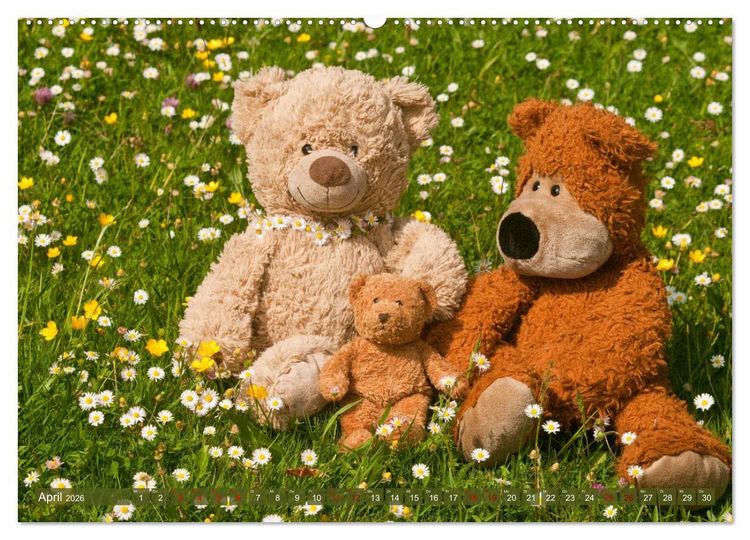 Produktbild: Kunterbunte B&auml;renwelt - Teddys (hochwertiger Premium Wandkalender 2026 DIN A2 quer), Kunstdruck in Hochglanz