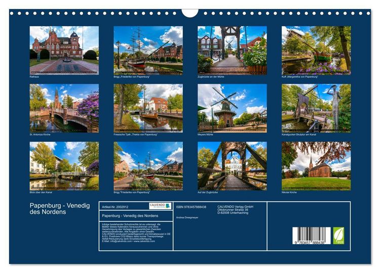 Produktbild: Papenburg - Venedig des Nordens (Wandkalender 2026 DIN A3 quer), CALVENDO Monatskalender