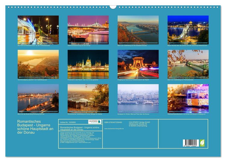 Produktbild: Romantisches Budapest - Ungarns sch&ouml;ne Hauptstadt an der Donau (Wandkalender 2026 DIN A2 quer), CALVENDO Monatskalender