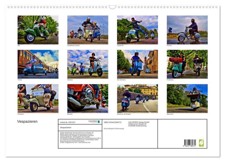 Produktbild: Vespazieren (Wandkalender 2026 DIN A2 quer), CALVENDO Monatskalender