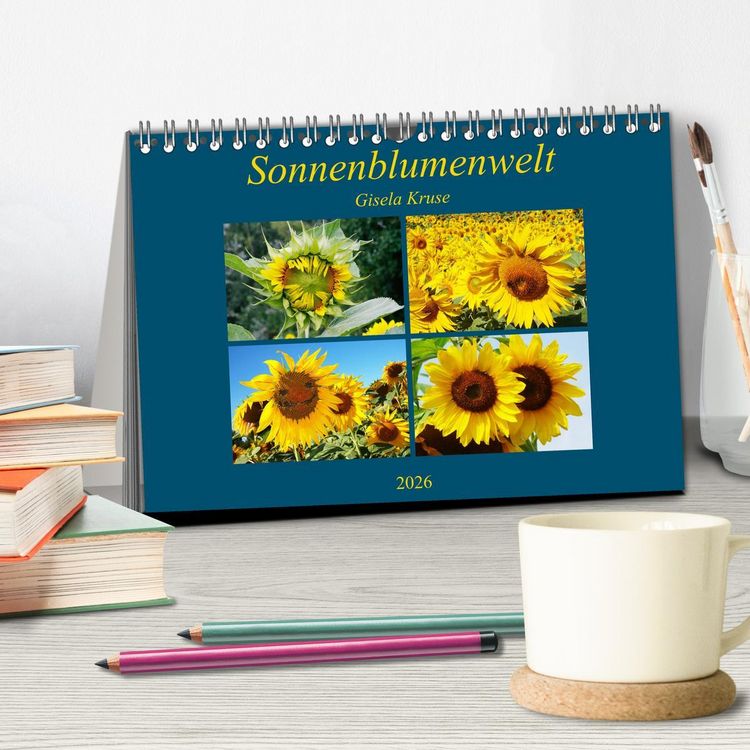 Produktbild: Sonnenblumenwelt (Tischkalender 2026 DIN A5 quer), CALVENDO Monatskalender