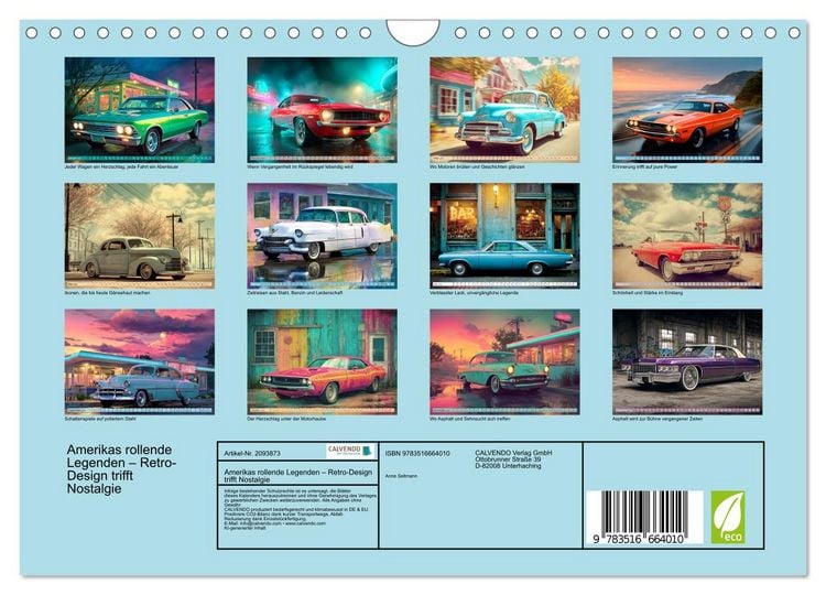 Produktbild: Amerikas rollende Legenden &ndash; Retro-Design trifft Nostalgie (Wandkalender 2026 DIN A4 quer), CALVENDO Monatskalender