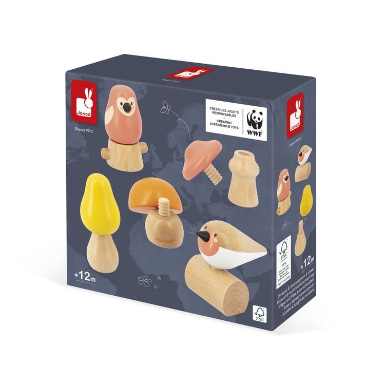 Produktbild: Holz-Schraubspiel Waldtiere & Pilze &ndash; 5-teiliges Motorikspiel ab 18 Monaten