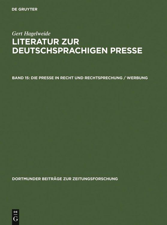 Produktbild: Die Presse in Recht und Rechtsprechung / Werbung