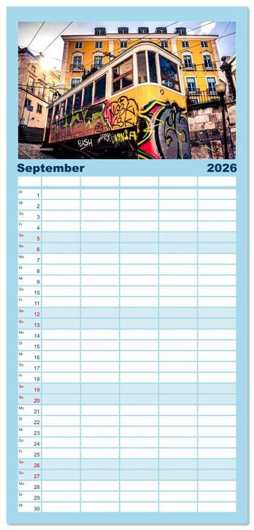 Produktbild: Familienplaner 2026 - Pen&iacute;nsula Ib&eacute;rica mit 5 Spalten (Wandkalender, 21 x 45 cm) CALVENDO