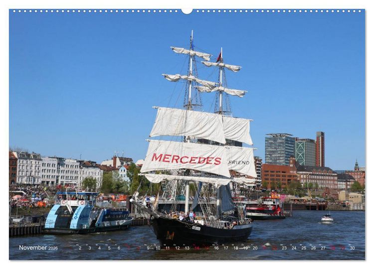 Produktbild: Segelschiffe auf der Elbe (Wandkalender 2026 DIN A2 quer), CALVENDO Monatskalender