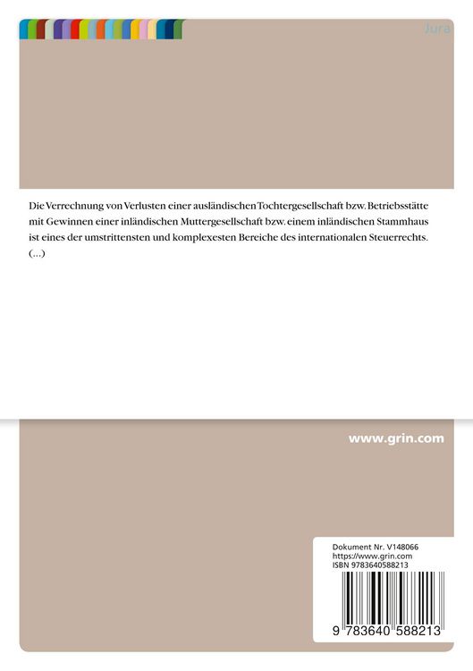 Produktbild: Verluste im Abkommens- und Gemeinschaftsrecht