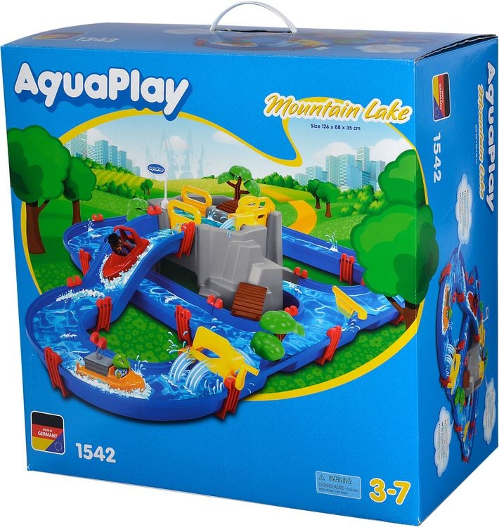 Produktbild: AquaPlay - Wasserbahn Set Bergsee - 42-teiliges Spieleset mit Bergsee, Wasserfall und geheimer H&ouml;hle, Wasserspielspa&szlig; inkl. 3 Tierfiguren, 2 Booten, ab 3 Jahren
