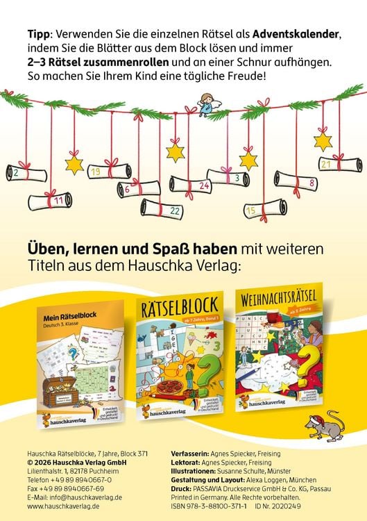 Produktbild: Weihnachtsr&auml;tsel &ndash; R&auml;tselblock ab 7 Jahre