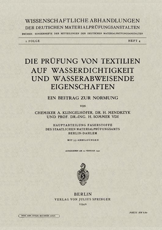 Produktbild: Die Pr&uuml;fung von Textilien auf Wasserdichtigkeit und wasserabweisende Eigenschaften