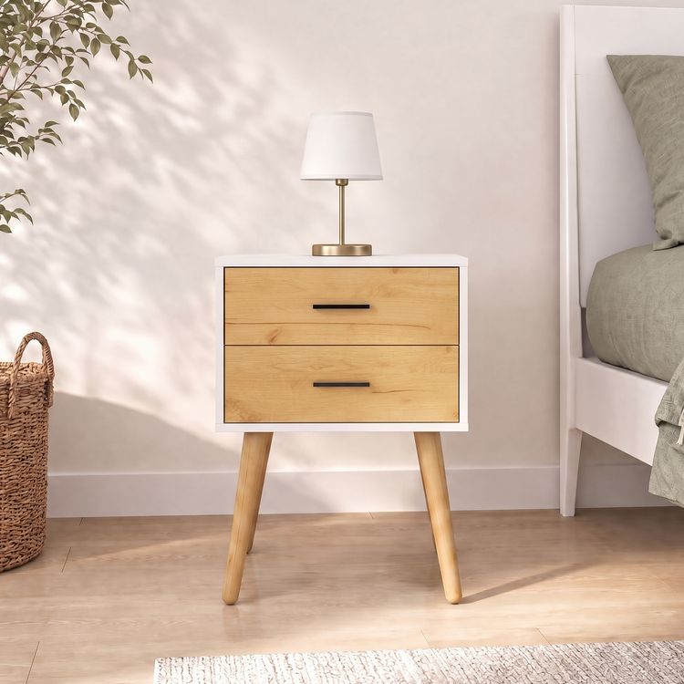 Produktbild: Nachttisch mit 2 Schublade 45x30x56 cm Singol XXL