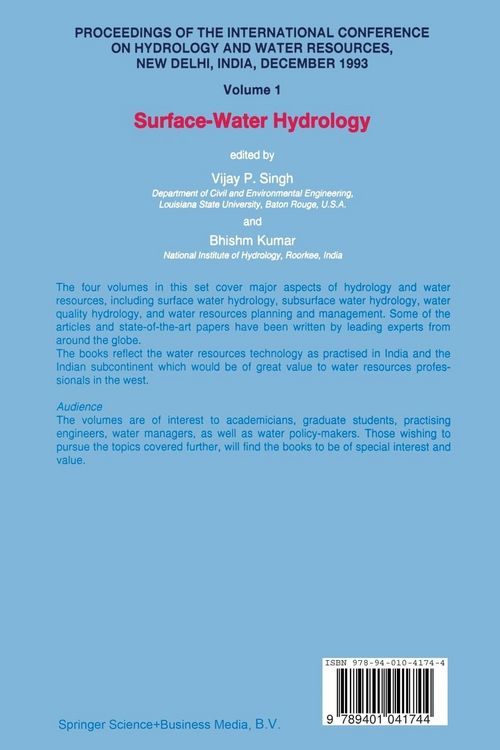 Produktbild: Proceedings of the International Conference on Hydrology and Water Resources, New Delhi, India, December 1993