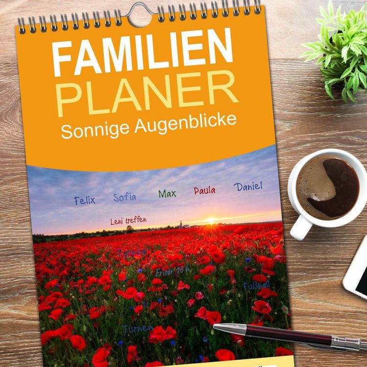 Produktbild: Familienplaner 2026 - Sonnige Augenblicke mit 5 Spalten (Wandkalender, 21 x 45 cm) CALVENDO