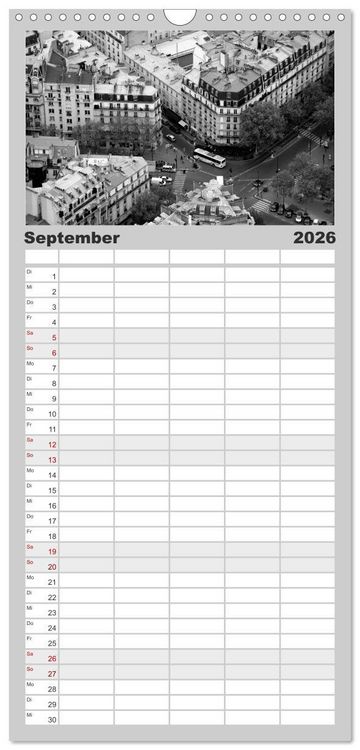 Produktbild: Familienplaner 2026 - BLACK 'N WHITE mit 5 Spalten (Wandkalender, 21 x 45 cm) CALVENDO