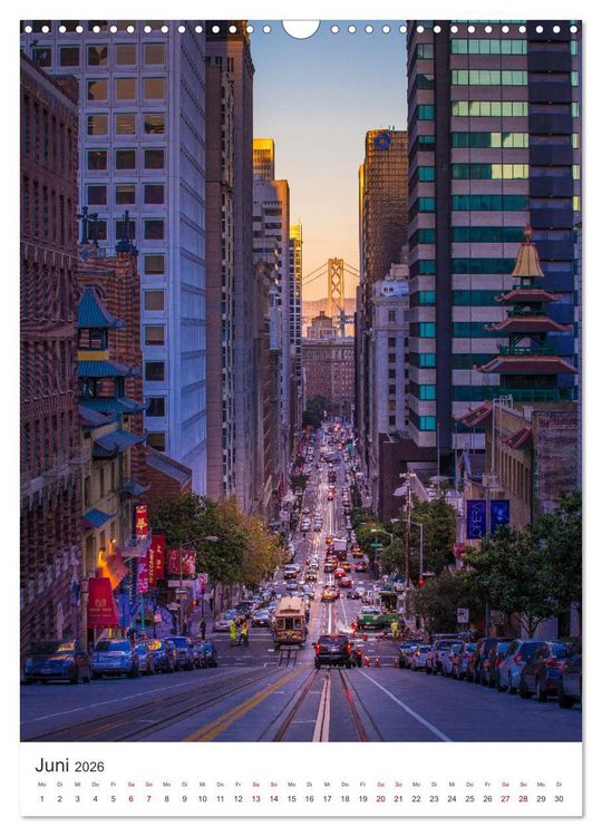 Produktbild: San Francisco - Cable Cars, Golden Gate Bridge und Lombard Street (Wandkalender 2026 DIN A3 hoch), CALVENDO Monatskalender