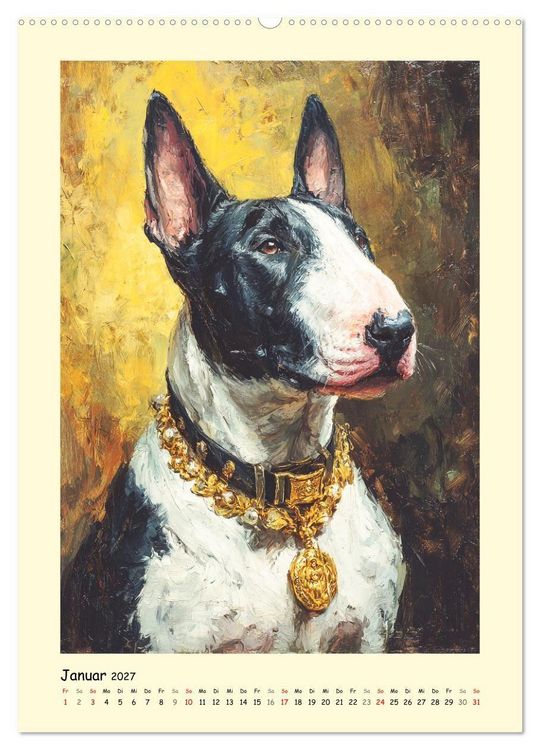Produktbild: Gentlemen auf Pfoten. Der Bullterrier im k&uuml;nstlerischen Vintage-Stil (Wandkalender 2027 DIN A2 hoch), CALVENDO Monatskalender