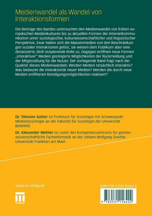 Produktbild: Medienwandel als Wandel von Interaktionsformen