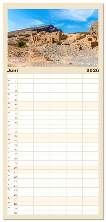Produktbild: Familienplaner 2026 - Oman - Historische Perle des Orients mit 5 Spalten (Wandkalender, 21 x 45 cm) CALVENDO