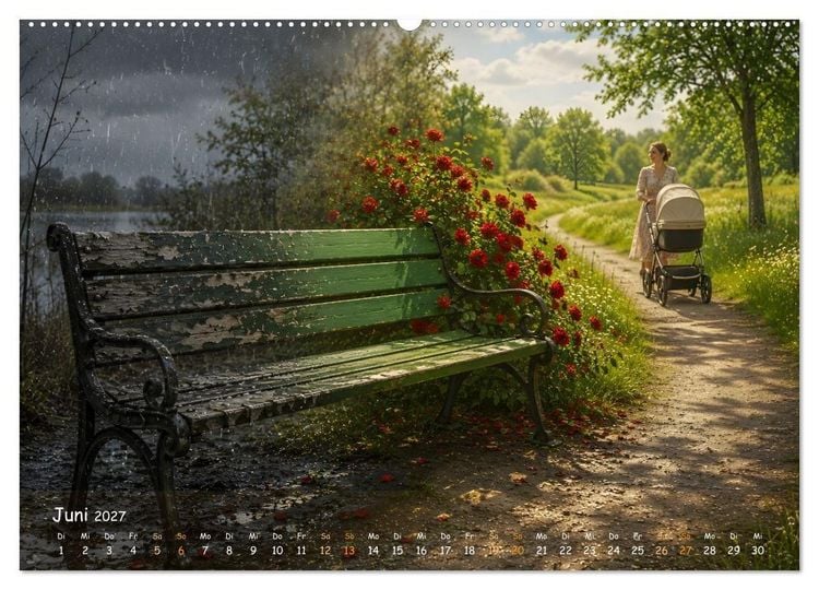 Produktbild: Wenn die Zeit so schnell vergeht,.... dann kommen Erinnerungen und W&uuml;nsche. (Wandkalender 2027 DIN A2 quer), CALVENDO Monatskalender