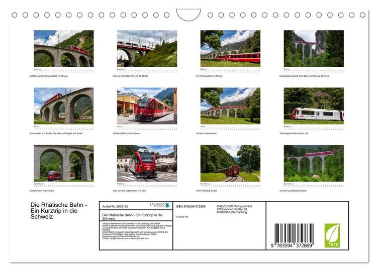 Produktbild: Die Rh&auml;tische Bahn - Ein Kurztrip in die Schweiz (Wandkalender 2027 DIN A4 quer), CALVENDO Monatskalender