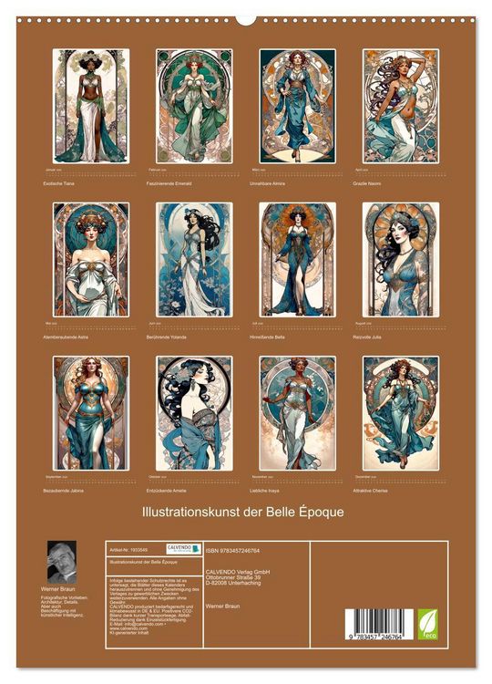 Produktbild: Illustrationskunst der Belle &Eacute;poque (hochwertiger Premium Wandkalender 2026 DIN A2 hoch), Kunstdruck in Hochglanz