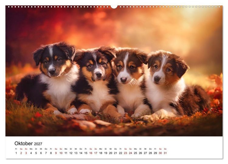 Produktbild: Born to run - Ein Jahr mit Australian Shepherds (hochwertiger Premium Wandkalender 2027 DIN A2 quer), Kunstdruck in Hochglanz