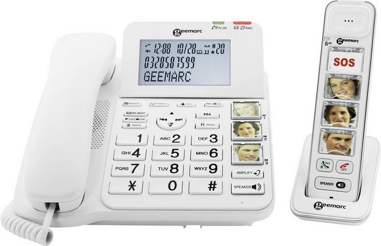 Produktbild: Geemarc AMPLIDECT COMBI-PHOTO 295 Schnurgebundenes Seniorentelefon Anrufbeantworter, Foto-Tasten Beleuchtetes Display Wei&szlig;