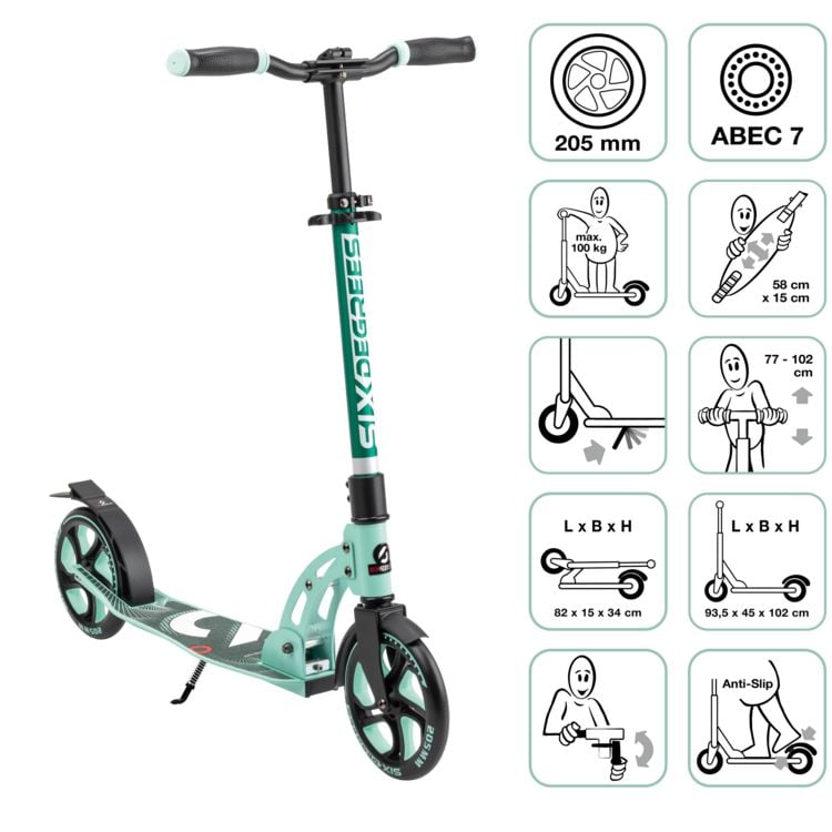 Produktbild: SIX DEGREES Aluminium Scooter 205 mm mint