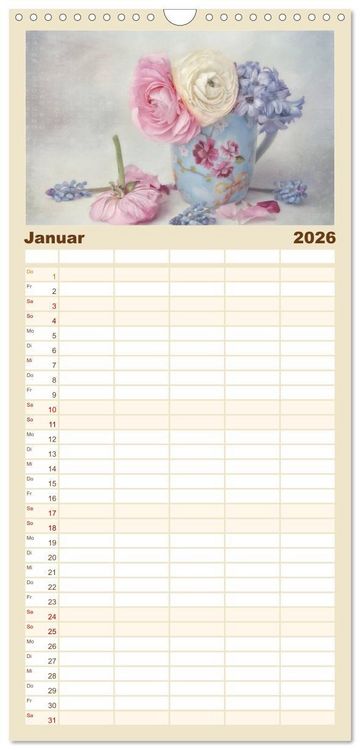 Produktbild: Familienplaner 2026 - Kleine Bl&uuml;tenwunder mit 5 Spalten (Wandkalender, 21 x 45 cm) CALVENDO