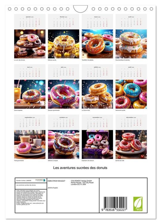 Produktbild: Les aventures sucr&eacute;es des donuts (Calendrier mural 2026 DIN A4 horizontal), CALVENDO calendrier mensuel