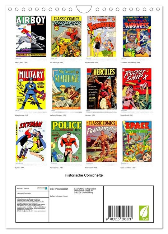 Produktbild: Historische Comichefte (Wandkalender 2026 DIN A4 hoch), CALVENDO Monatskalender