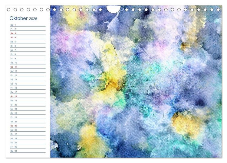 Produktbild: Jadegr&uuml;n und K&ouml;nigsblau - Zauberhafte Aquarellexperimente in Gr&uuml;n und Blau (Wandkalender 2026 DIN A4 quer), CALVENDO Monatskalender