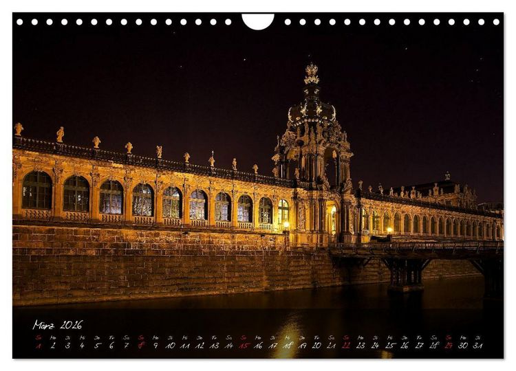 Produktbild: Nachts in Dresden (Wandkalender 2026 DIN A4 quer), CALVENDO Monatskalender