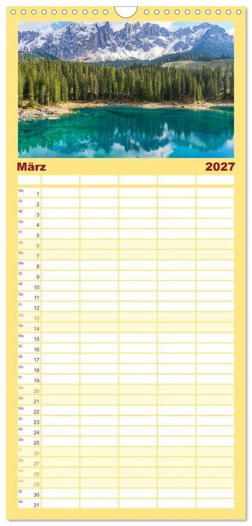 Produktbild: Familienplaner 2027 - S&uuml;dtirol - Von Meran bis zum Pragser Wildsee mit 5 Spalten (Wandkalender, 21 x 45 cm) CALVENDO