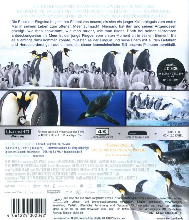 Produktbild: Die Reise der Pinguine 2 - Der Weg des Lebens (4K Ultra HD) (+ Blu-ray 2D)