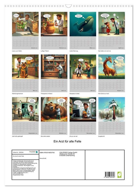 Produktbild: Ein Arzt f&uuml;r alle Felle (Wandkalender 2026 DIN A2 hoch), CALVENDO Monatskalender