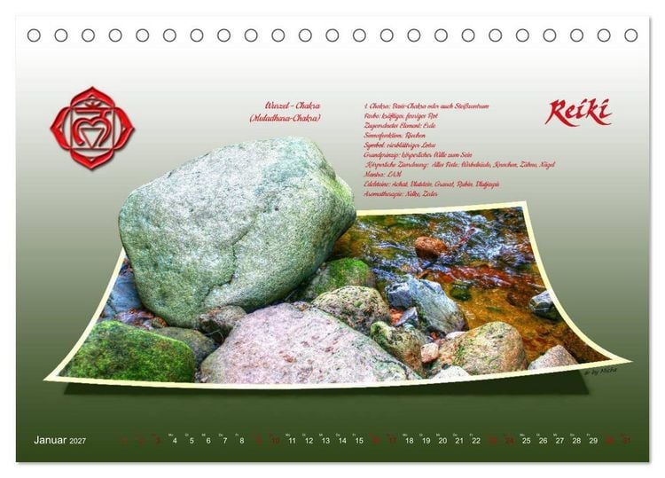 Produktbild: REIKI - Chakren und Lebensregeln (Tischkalender 2027 DIN A5 quer), CALVENDO Monatskalender