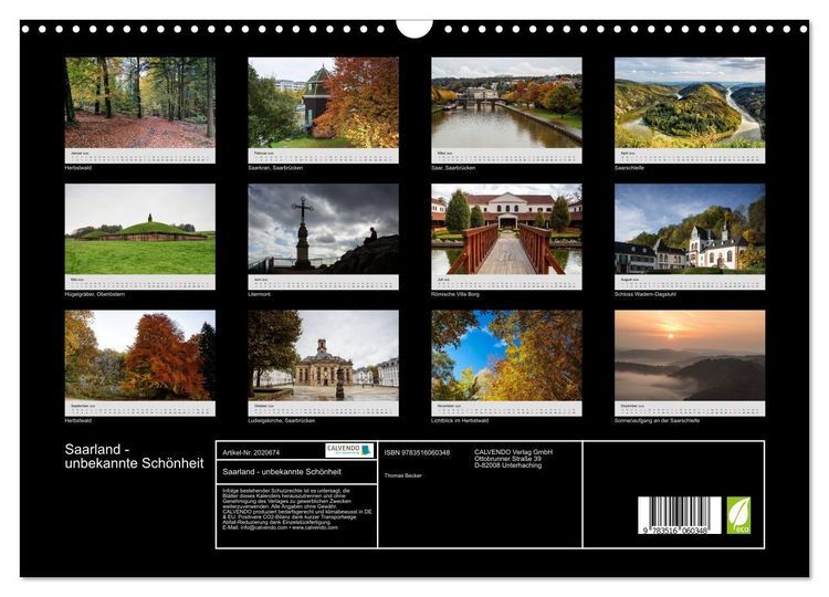 Produktbild: Saarland - unbekannte Sch&ouml;nheit (Wandkalender 2026 DIN A3 quer), CALVENDO Monatskalender