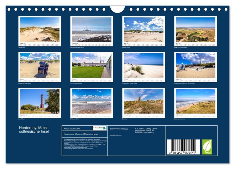 Produktbild: Norderney. Meine ostfriesische Insel (Wandkalender 2026 DIN A4 quer), CALVENDO Monatskalender