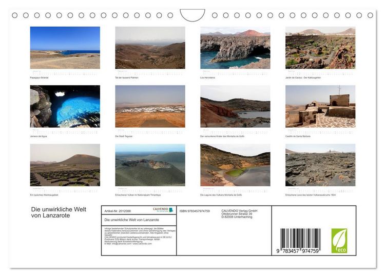 Produktbild: Die unwirkliche Welt von Lanzarote (Wandkalender 2026 DIN A4 quer), CALVENDO Monatskalender