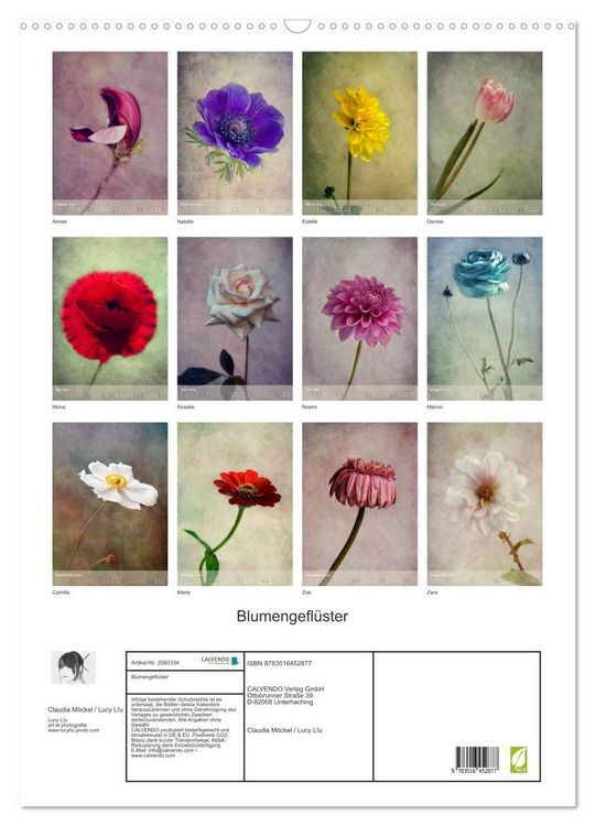 Produktbild: Blumengefl&uuml;ster (Wandkalender 2026 DIN A2 hoch), CALVENDO Monatskalender