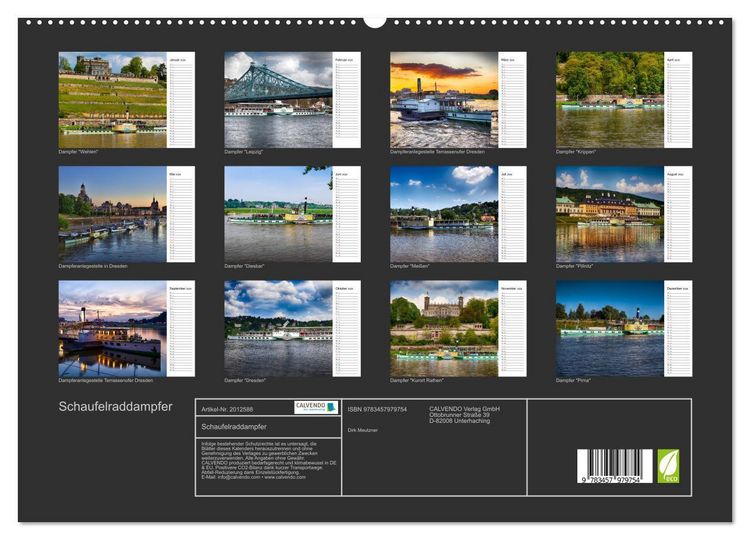 Produktbild: Schaufelraddampfer (hochwertiger Premium Wandkalender 2026 DIN A2 quer), Kunstdruck in Hochglanz