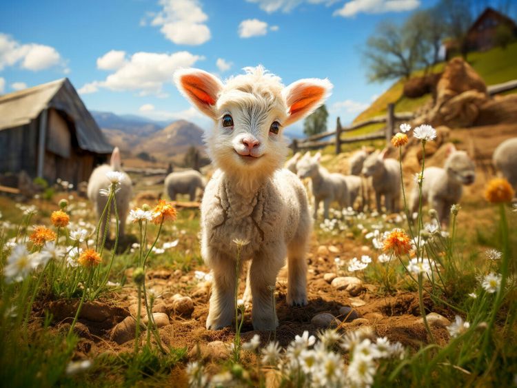 Produktbild: CALVENDO Puzzle Lamm, ich bin gl&uuml;cklich hier | 1000 Teile Lege-Gr&ouml;&szlig;e 64x48cm Foto-Puzzle f&uuml;r gl&uuml;ckliche Stunden