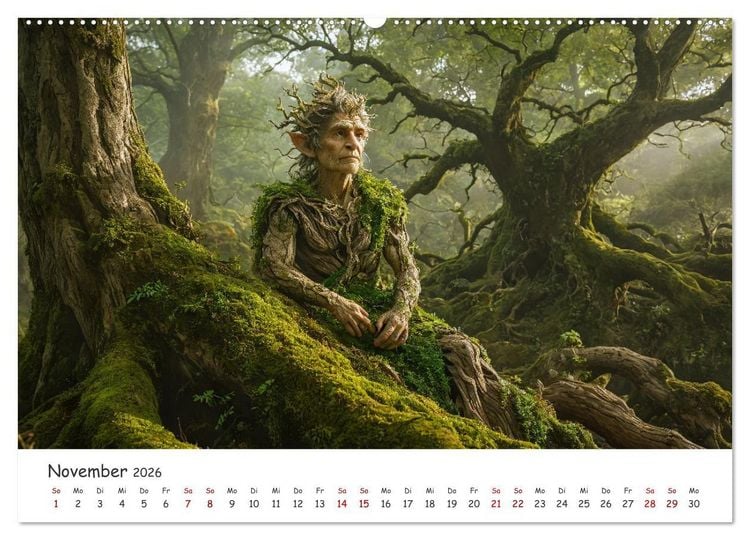Produktbild: Keltische Legenden - Die kleinen Wesen der Natur (hochwertiger Premium Wandkalender 2026 DIN A2 quer), Kunstdruck in Hochglanz