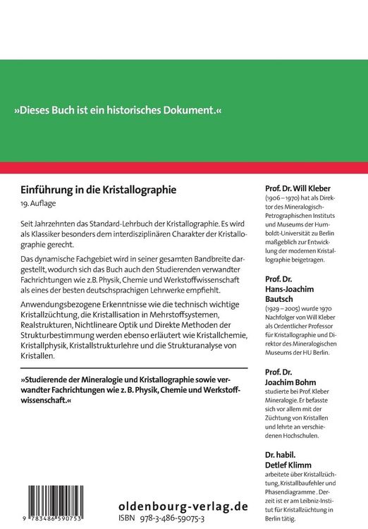 Produktbild: Einf&uuml;hrung in die Kristallographie