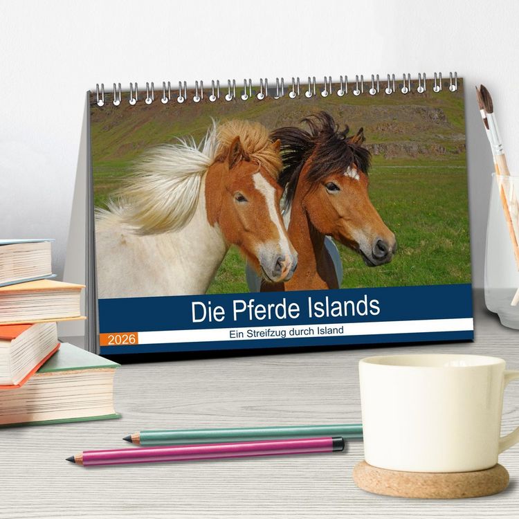 Produktbild: Die Pferde Islands - Ein Streifzug durch Island (Tischkalender 2026 DIN A5 quer), CALVENDO Monatskalender