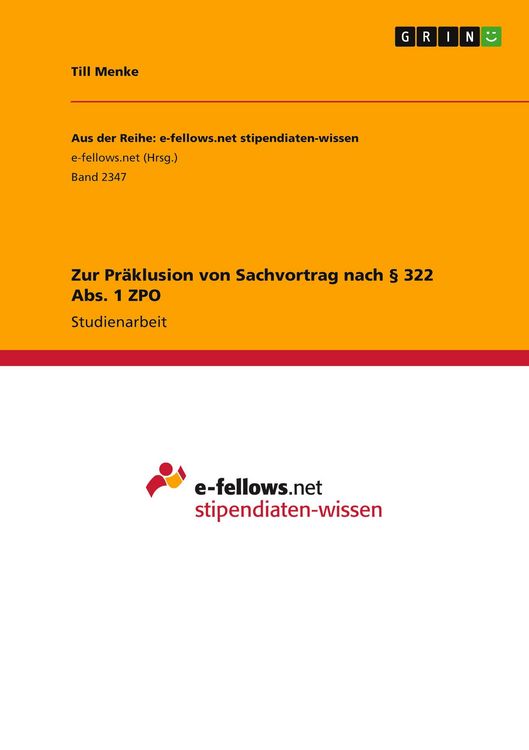 Produktbild: Zur Pr&auml;klusion von Sachvortrag nach &sect; 322 Abs. 1 ZPO